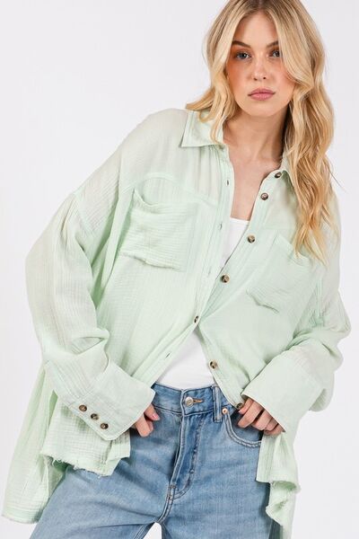 Virginia® | Button-down overhemd met zijsplit en gerafelde zoom