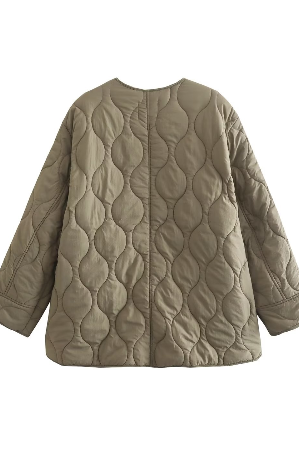Tracy® | Effen gewatteerd jack met losse ronde hals