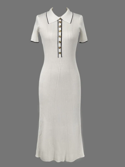 Teresa® | Jurk van mesh met V-hals en knopen
