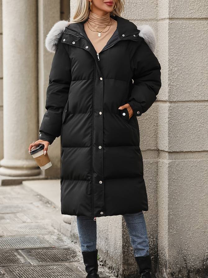 Zuleyka® | Lange puffer winterjas met bontkraag