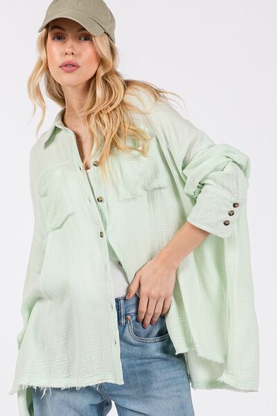 Virginia® | Button-down overhemd met zijsplit en gerafelde zoom