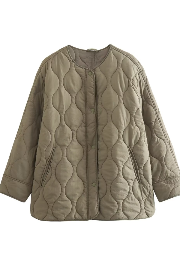 Tracy® | Effen gewatteerd jack met losse ronde hals