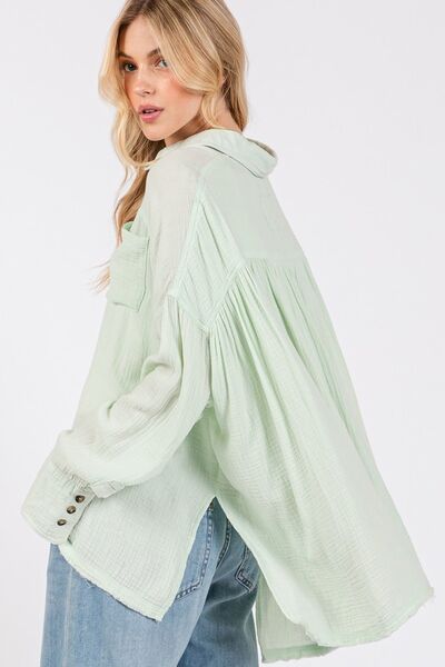 Virginia® | Button-down overhemd met zijsplit en gerafelde zoom