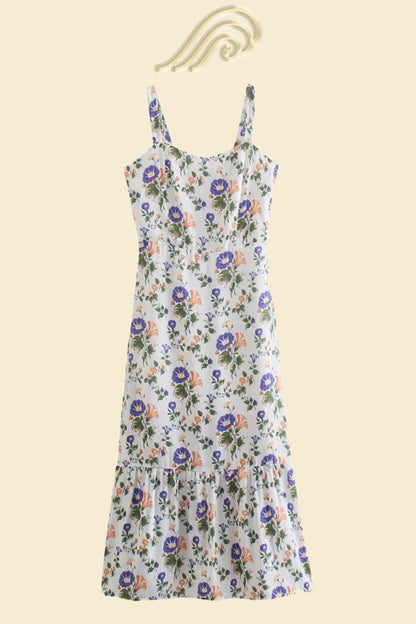 Zuleyka® | Toelopende midi-jurk met print en bandjes