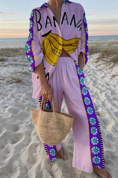 Treva® | Tweedelige set met een leuke bananenprint