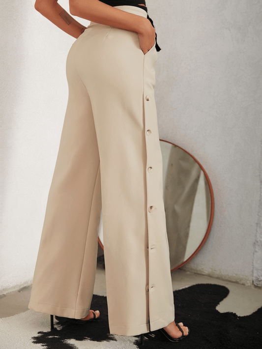 Yesenia® | Elegante wijde broek met knoopjes aan de zijkant