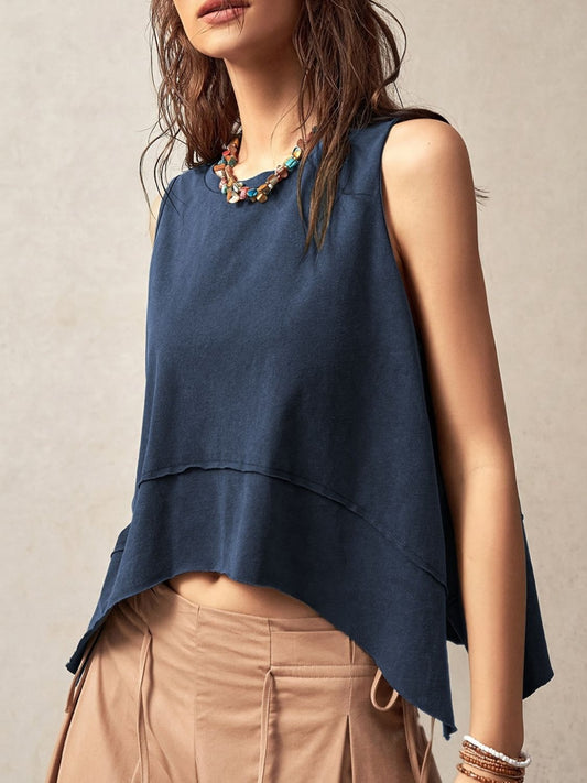 Yazmin® | Tanktop met zichtbare naad, zijsplit en ronde hals