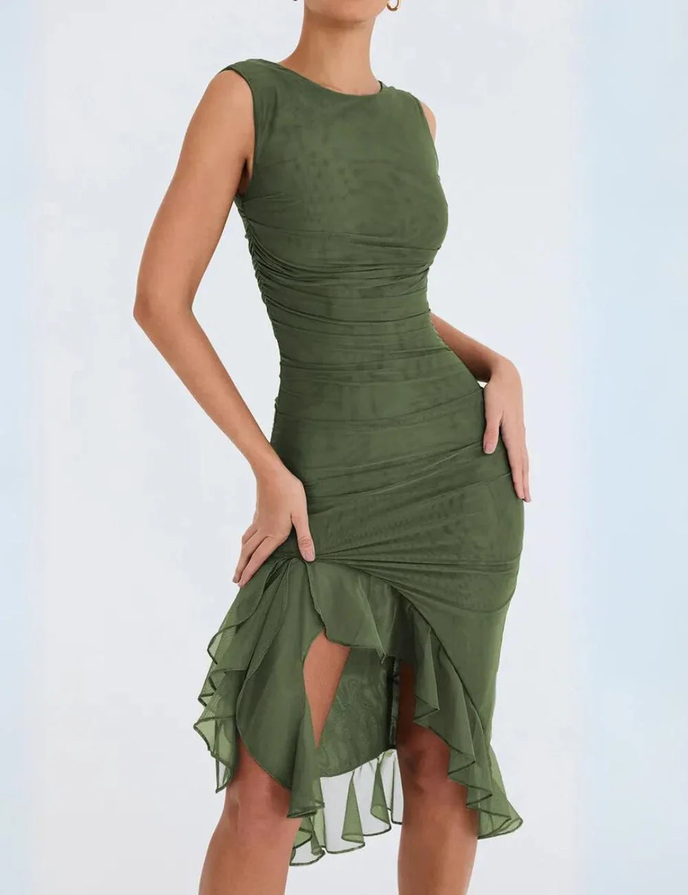 Zora® | Midi-jurk met onregelmatige plooien