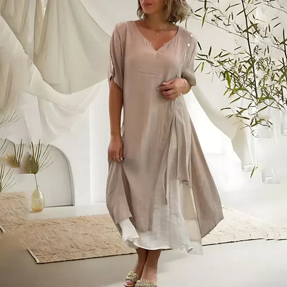 Thalia® | Comfortabele jurk van katoen en linnen