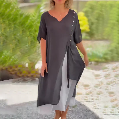 Thalia® | Comfortabele jurk van katoen en linnen