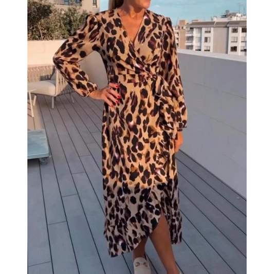 Zuleyka® | Jurk met V-hals en luipaardprint
