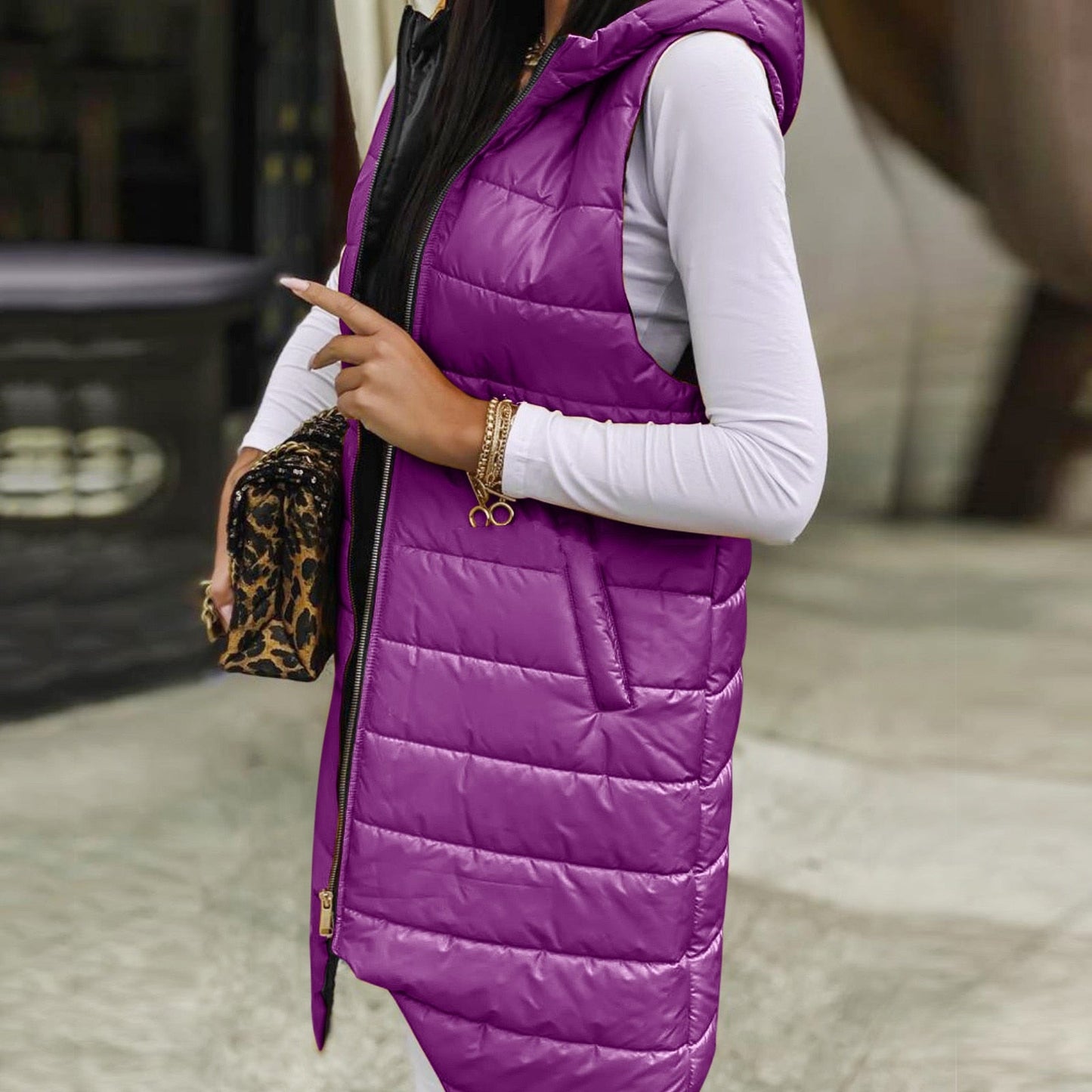 Ula® | Casual gewatteerd vest met capuchon