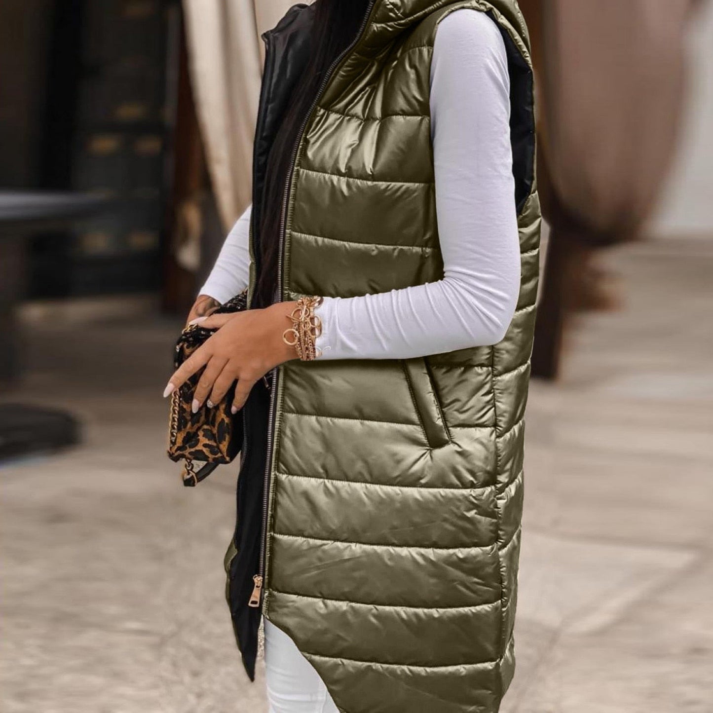 Ula® | Casual gewatteerd vest met capuchon