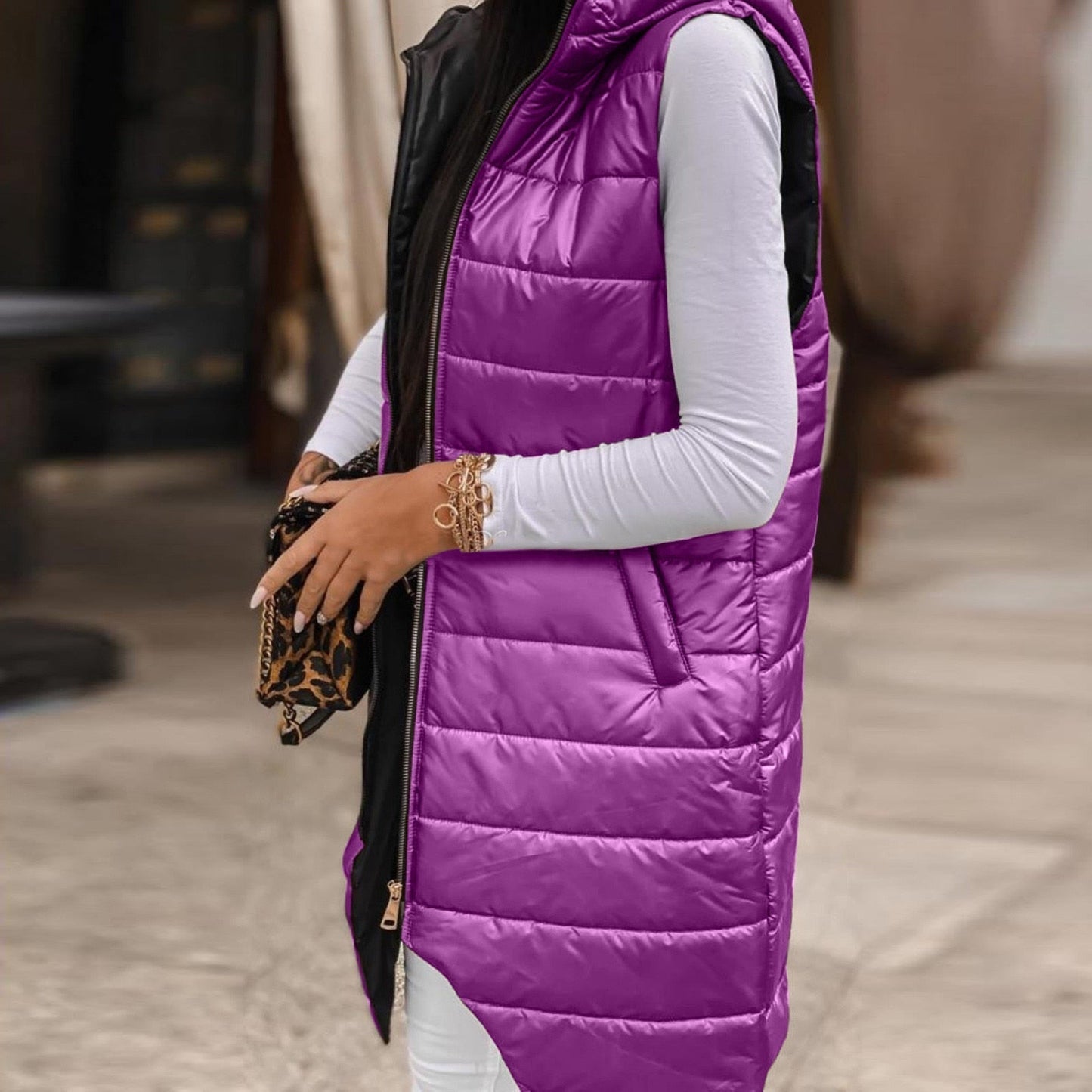 Ula® | Casual gewatteerd vest met capuchon